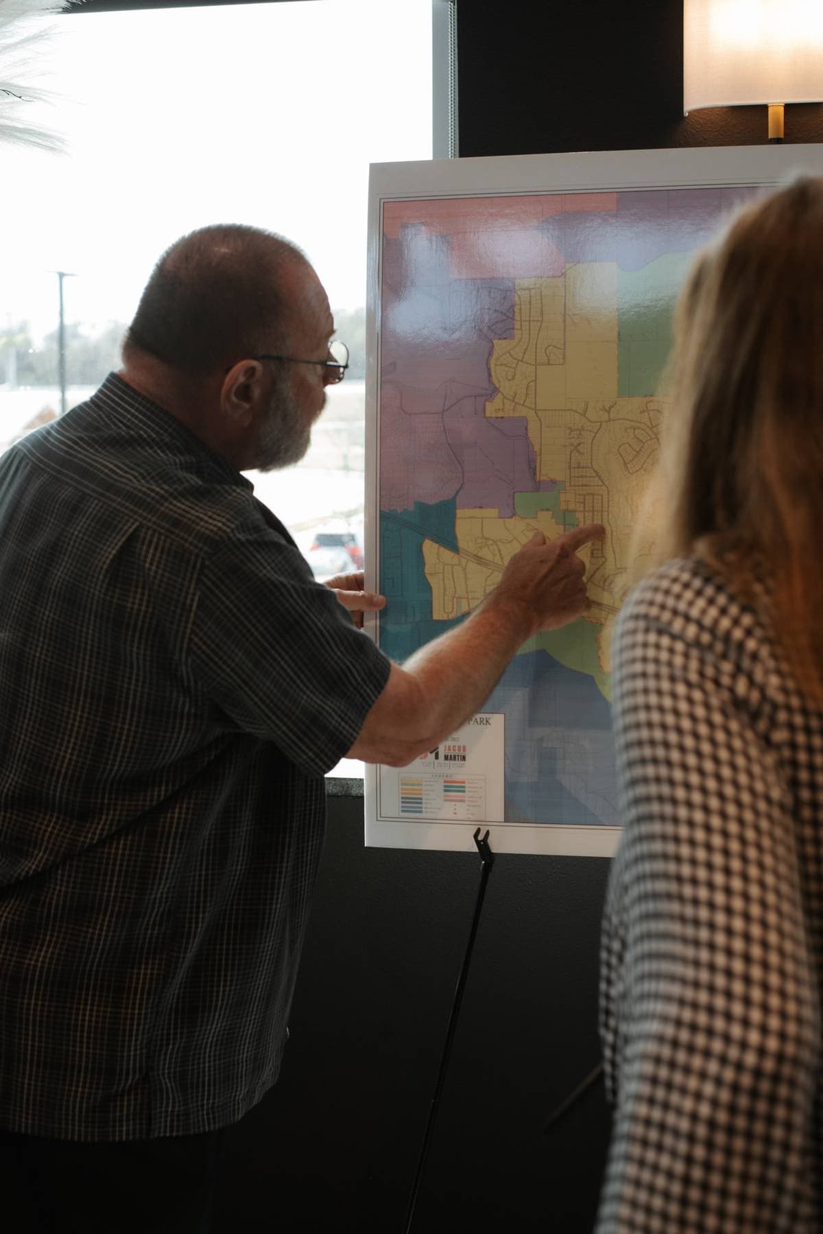 Houston Wingard reviewing Willow Park development map